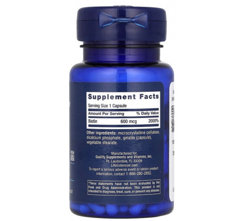 Біотин Life Extension Biotin 600 мкг 100 капс