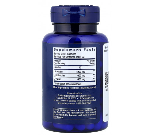 Амінокислоти BCAA Life Extension Branched Chain Amino Acids 90 капс