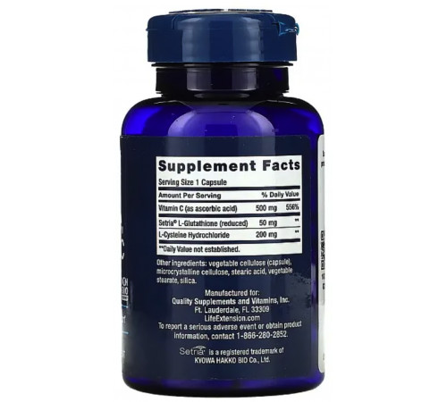 Глутатион, цистеин и витамин С Life Extension Glutathione Cysteine & C100 капс
