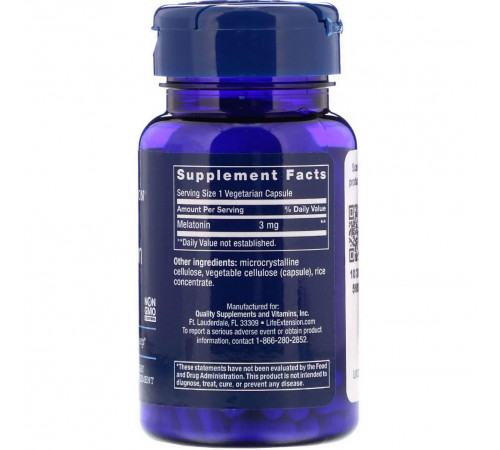 Мелатонін Life Extension Melatonin 3 мг 60 капс