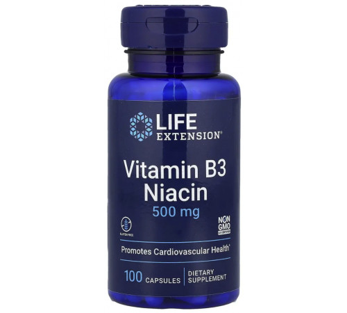 Вітамін В3 (ніацин) Life Extension Vitamin B3 Niacin 500 мг 100 капс