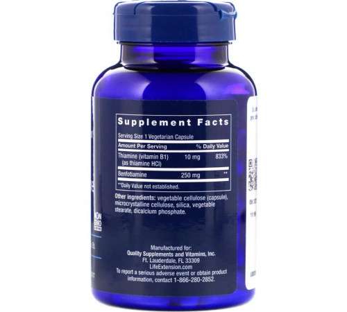 Бенфотіамін Мега Life Extension Benfotiamine 250 мг 120 капс