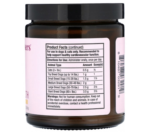 Підтримка здоров'я серця котів та собак Dr. Mercola Bark and Whiskers Heart Health 90 г