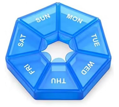 Таблетниця MEMOSAN 7 Side Pill box блакитний