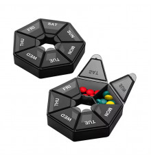 Органайзер для таблеток на 7 днів MEMOSAN 7 Side Pill box чорний