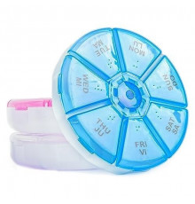 Органайзер для таблеток 7-денний MEMOSAN Round Portable 7 Compartment Weekly Pill Box синій