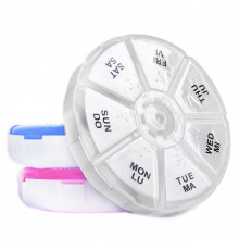 Органайзер для таблеток 7-дневный MEMOSAN Round Portable 7 Compartment Weekly Pill Box