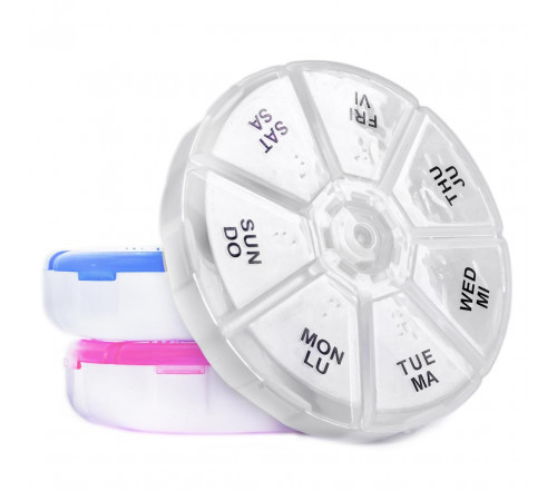 Органайзер для таблеток 7-денний MEMOSAN Round Portable 7 Compartment Weekly Pill Box