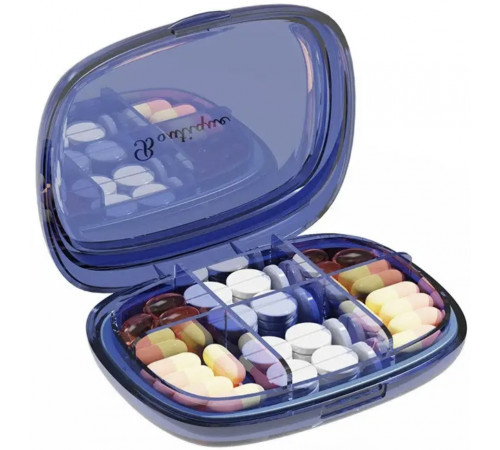 Таблетниця MEMOSAN Portable Transparent Pill Box синій
