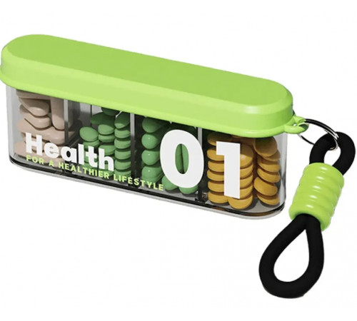Органайзер для таблеток з ремінцем MEMOSAN  Health 01 Portable Pill Organizer with Lanyard водонепроникний з 4 відділеннями