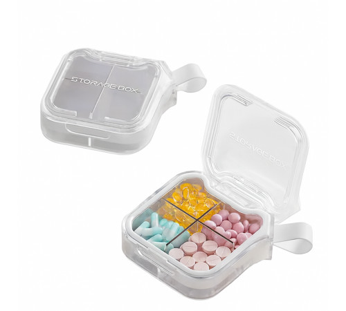Органайзер для таблеток з 4 відділеннями MEMOSAN 4 Case Pill Organizer Pill Box & Travel Pill Case крижаний білий