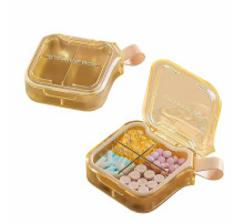 Органайзер для таблеток з 4 відділеннями MEMOSAN 4 Case Pill Organizer Pill Box & Travel Pill Case жовтий