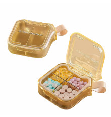 Органайзер для таблеток з 4 відділеннями MEMOSAN 4 Case Pill Organizer Pill Box & Travel Pill Case жовтий