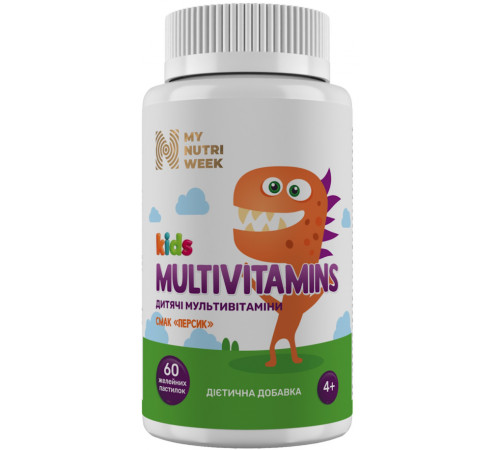 Мультивітаміни для дітей My Nutri Week Kids Multivitamins 60 жел паст персик