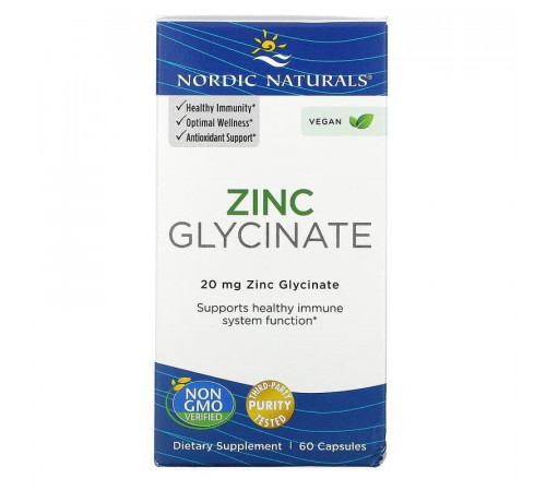 Гліцинат цинку Nordic Naturals Zinc Glycinate 20 мг 60 капс