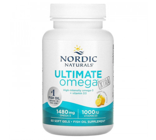 Екстра Омега-3 Nordic Naturals Ultimate Omega Xtra 1000 мг 60 капс лимон