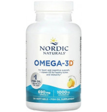Рибя'чий жир омега-Д3 Nordic Naturals Omega-3D 1000 мг 120 капс лимон