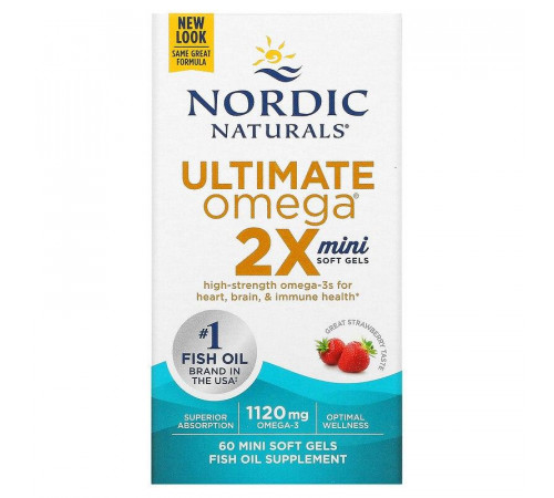 Риб'ячий жир міні Nordic Naturals Ultimate Omega 2X 1120 мг 60 міні гел капс полуниця