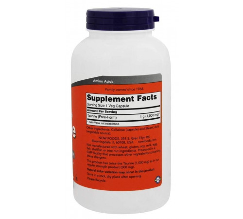 Таурин Now Foods Taurine 1000 мг 250 капс