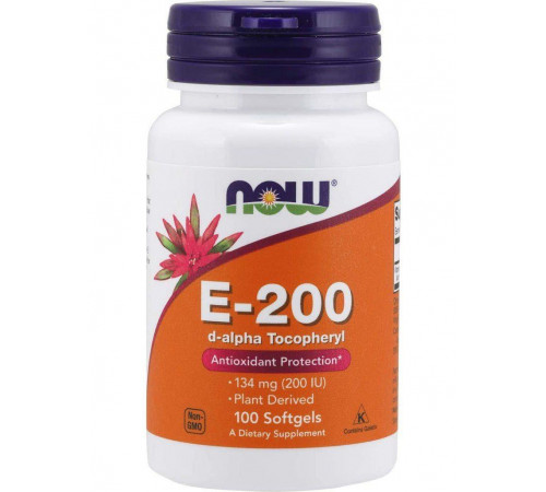 Вітамін Е Now Foods Vitamin E 134 мг (200 МО) 100 гел капс