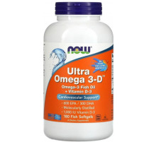 Омега 3-Д Ультра Now Foods Omega 3-D, 600 EPA / 300 DHA 180 риб'ячих гелевих капс