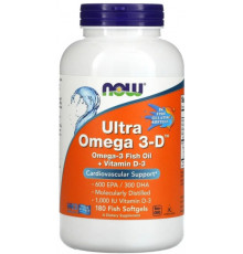 Омега 3-Д Ультра Now Foods Omega 3-D, 600 EPA / 300 DHA 180 риб'ячих гелевих капс