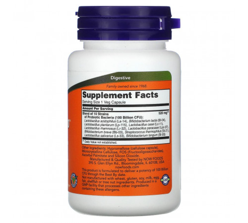 Пробиотики-10 Now Foods Probiotic-10 100 млрд 30 рос капс
