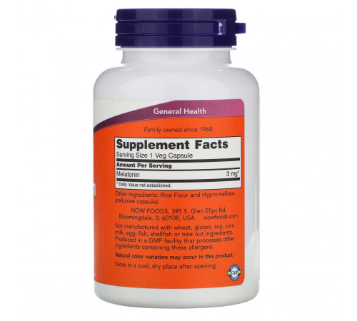 Мелатонін Now Foods Melatonin 3 мг 180 капс