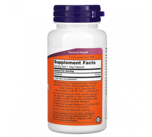 Мелатонін Now Foods Melatonin 10 мг 100 капс