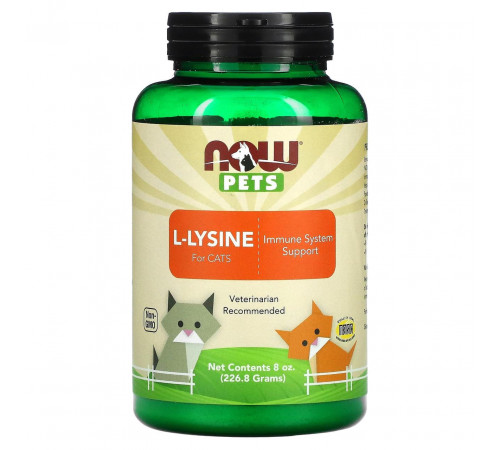 L-лізин для кішок Now Foods Pets L-Lysine for Cats 226,8 г