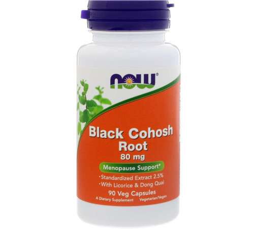 Корень клопогона Now Foods Black Cohosh Root 80 мг 90 вес капс