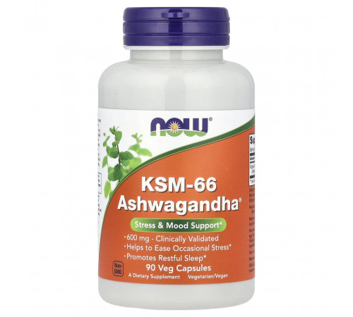 Ашваганда, KSM-66 Ashwagandha, NOW Foods, 90 вегетаріанських капсул