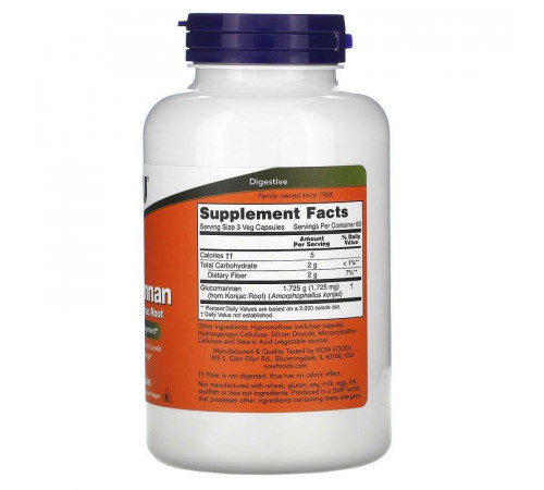 Глюкоманнан Now Foods Glucomannan 575 мг 180 вег капс