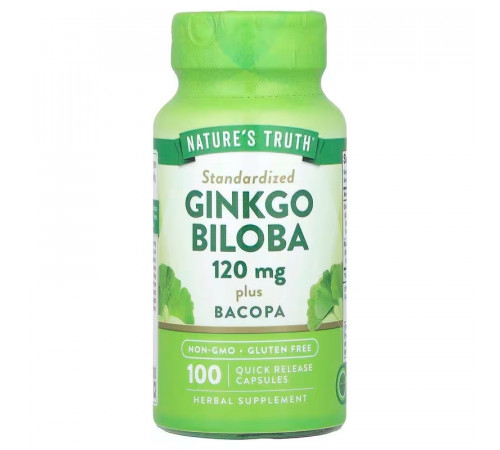 Гинкго билоба плюс бакопа Nature's Truth Ginkgo Biloba Plus Bacopa 120 мг 100 капс