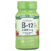 Вітамін B-12 плюс фолієва кислота Nature's Truth Vitamin B-12500 мкг 60 таб ягоди