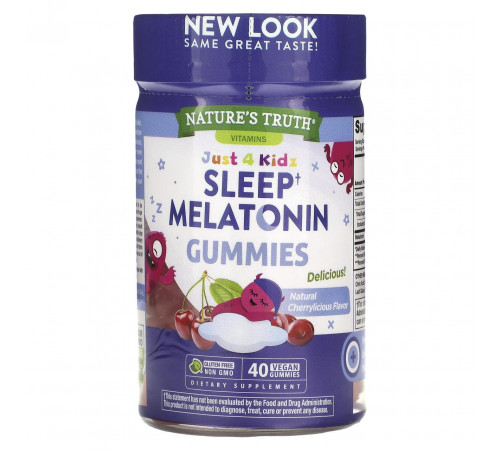 Мелатонін для дітей Nature's Truth Sleep Melatonin Just 4 Kids 40 жувальних цукерок вишня