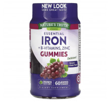 Железо витамины группы B цинк Nature's Truth Essential Iron + B-Vitamins, Zinc 60 жевательных конфет виноград