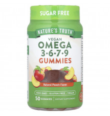 Омега 3-6-7-9 для веганів Nature's TruthVegan Omega 3-6-7-9 Gummies 50 жувальних цукерок персик