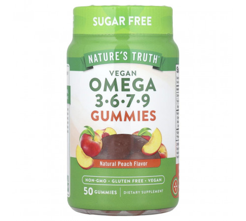 Омега 3-6-7-9 для веганів Nature's TruthVegan Omega 3-6-7-9 Gummies 50 жувальних цукерок персик