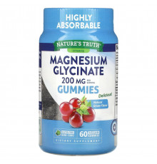 Магній гліцинат, Magnesium Glycinate Gummies, Nature's Truth, смак винограду, 200 мг, 60 веганських жувальних цукерок (100 мг на