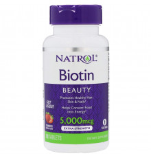 Біотин Natrol Biotin 5000 мкг 90 таб полуниця
