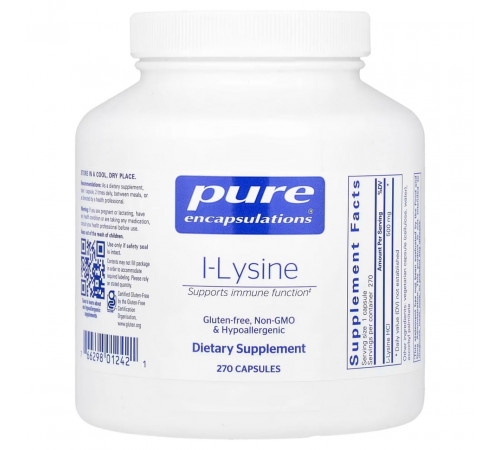 L-лізин HCl Pure Encapsulations l-Lysine 500 мг 270 капс