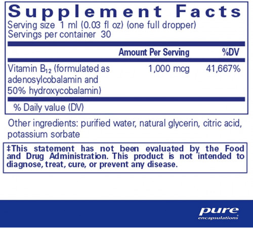 Вітамін B12 аденозилкобаламін і гідроксикобаламін Pure Encapsulations Adenosyl/Hydroxy B12 30 мл