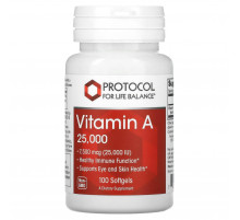Вітамін А Protocol for Life Balance Vitamin A 7500 мкг (25 000 МО) 100 гел капс