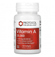 Вітамін А Protocol for Life Balance Vitamin A 7500 мкг (25 000 МО) 100 гел капс