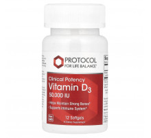 Витамин D3 Protocol for Life Balance Vitamin D3 50 000 МЕ 12 гел капс