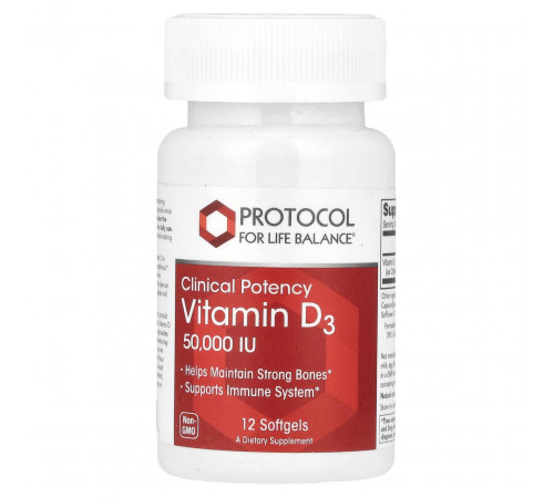 Вітамін D3 Protocol for Life Balance Vitamin D3 50 000 МО 12 гел капс
