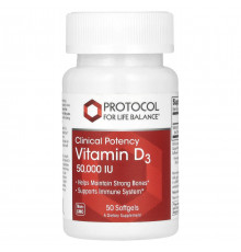 Вітамін D3 Protocol for Life Balance Vitamin D3 50 000 МО 50 гел капс