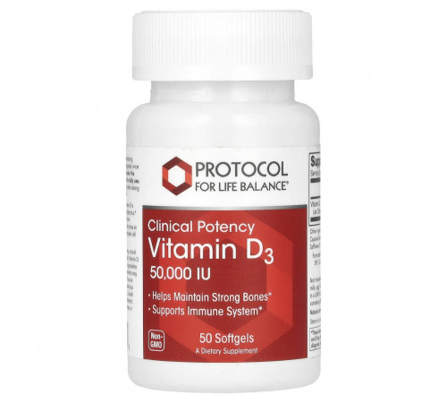 Вітамін D3 Protocol for Life Balance Vitamin D3 50 000 МО 50 гел капс