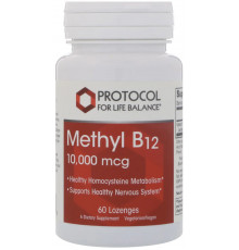 Вітамін В-12 метилкобаламін Protocol for Life Balance Methyl B-12 10000 мкг 60 льод